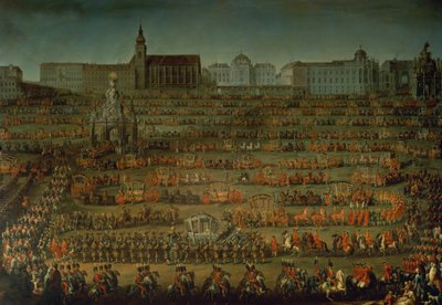 La llegada de Isabel de Parma con motivo de su boda con José II, 1760 de Martin II Mytens or Meytens